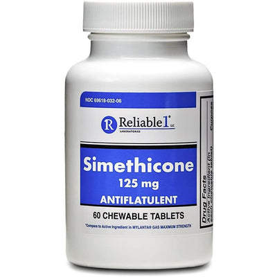 Comprimés à mâcher antiflatulents Siméthicone Reliable-1 Laboratories, 125 mg