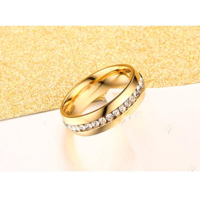 crystal wedding ring for women 6mm stainless steel engagement - Korvel