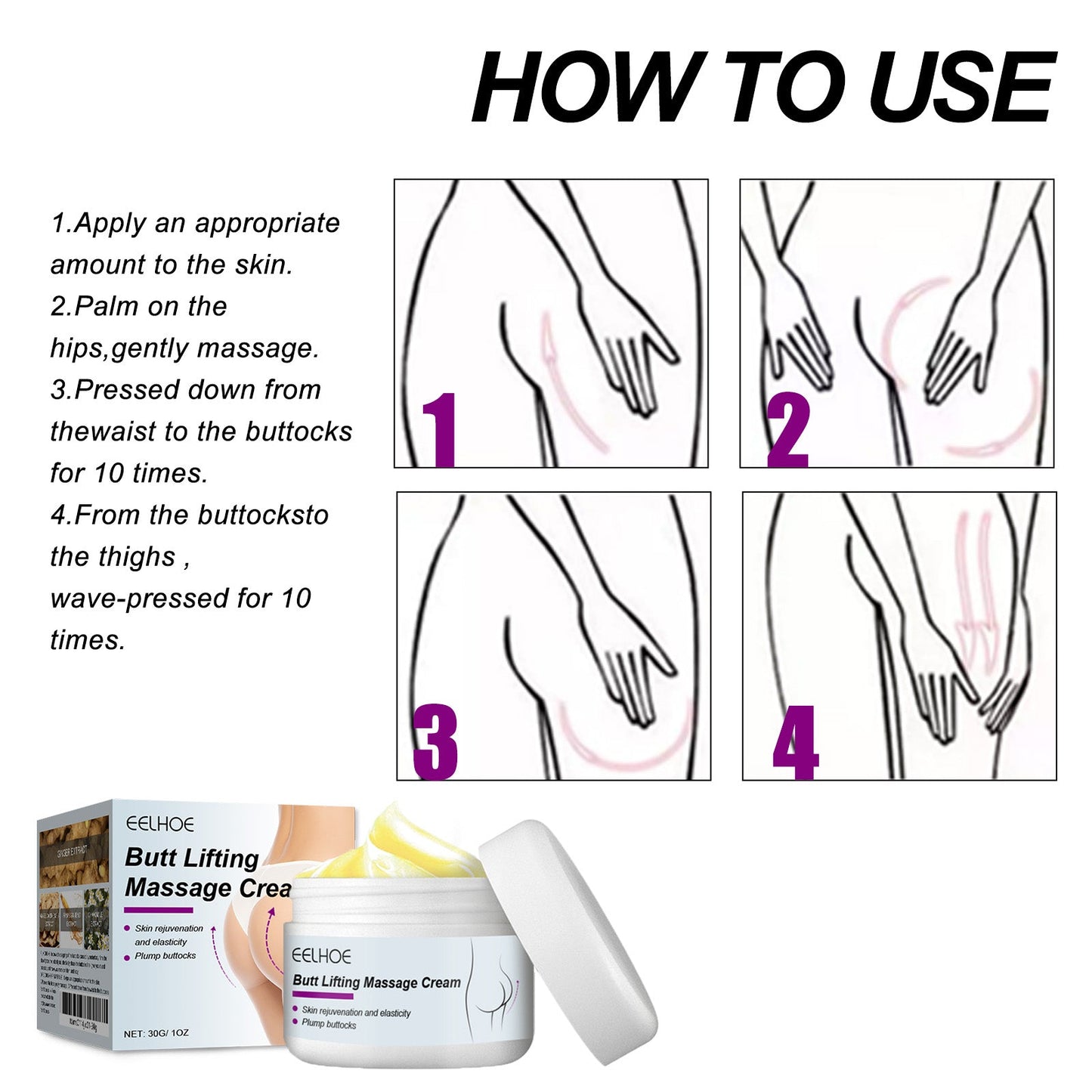 Butt Massage Cream Firming Body Skin And Enhancing Buttock Elasticity Moisturizing Massage Treatment Cream - Korvel