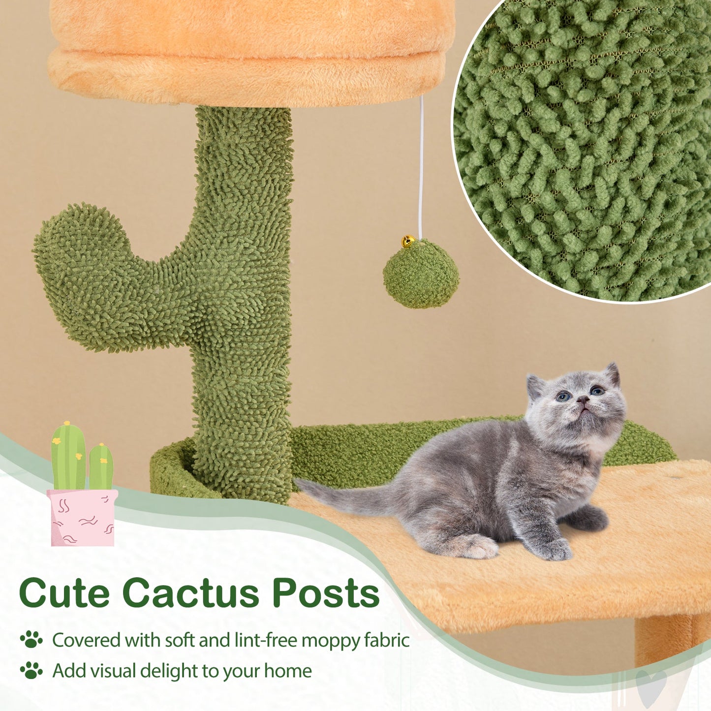 63 Inch Cactus Cat Tree with Scratching Posts for Indoor Cats