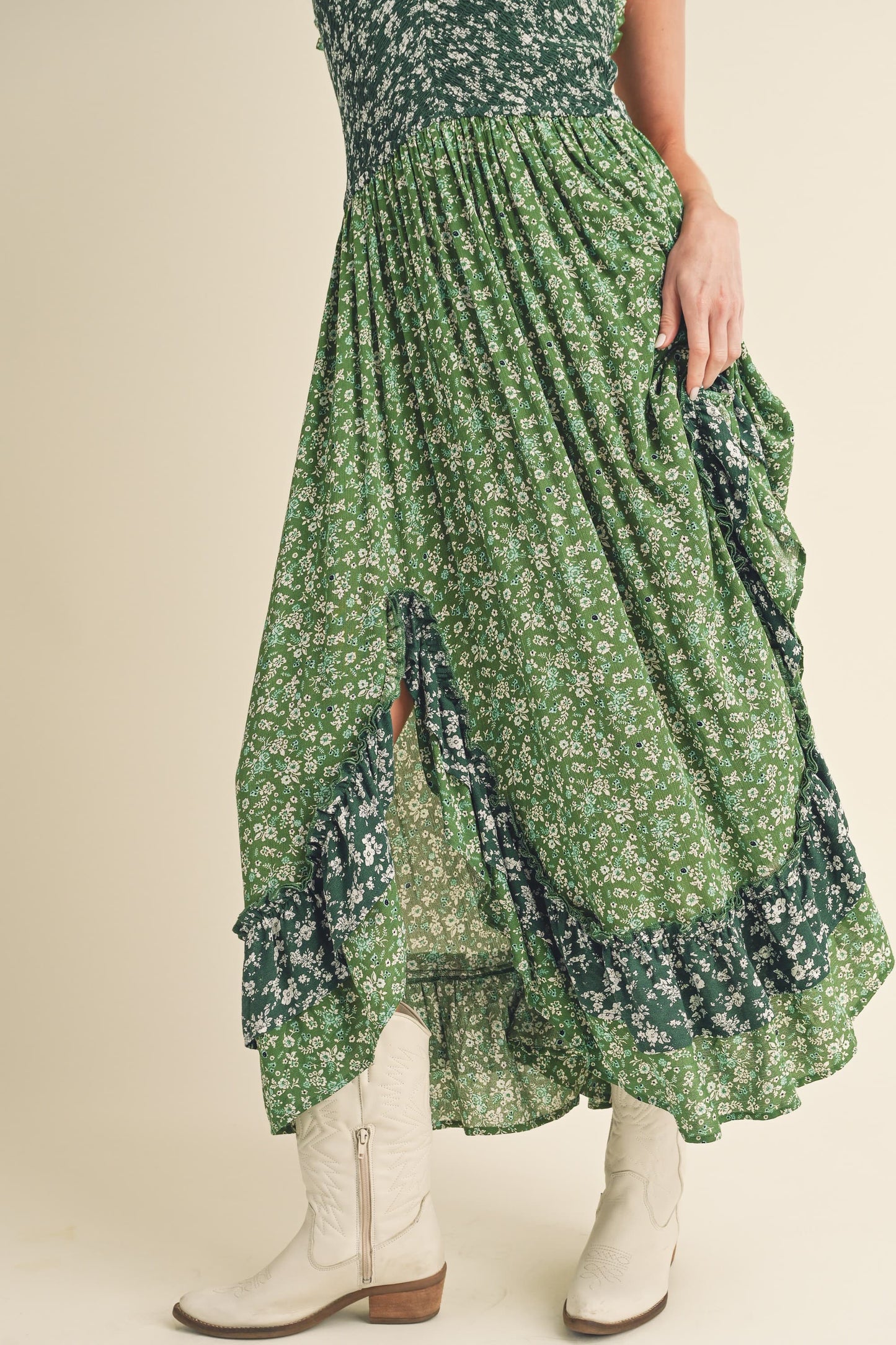Ditsy Floral Ruffled Hem Maxi Cami Dress for Women