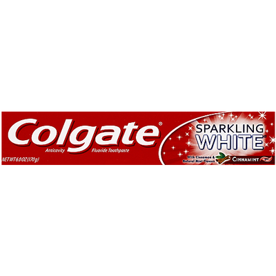 Dentifrice Colgate Sparkling White au goût de cannelle