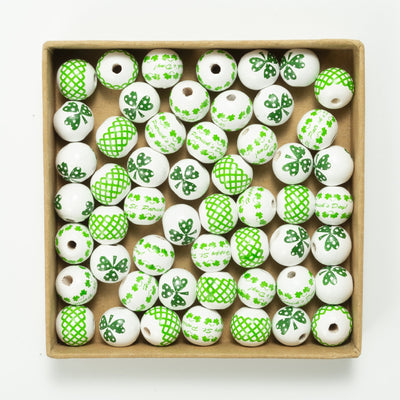 10pcs Irish Festival St. Patrick's Day Colorful Wooden Beads DIY Accessories - Korvel
