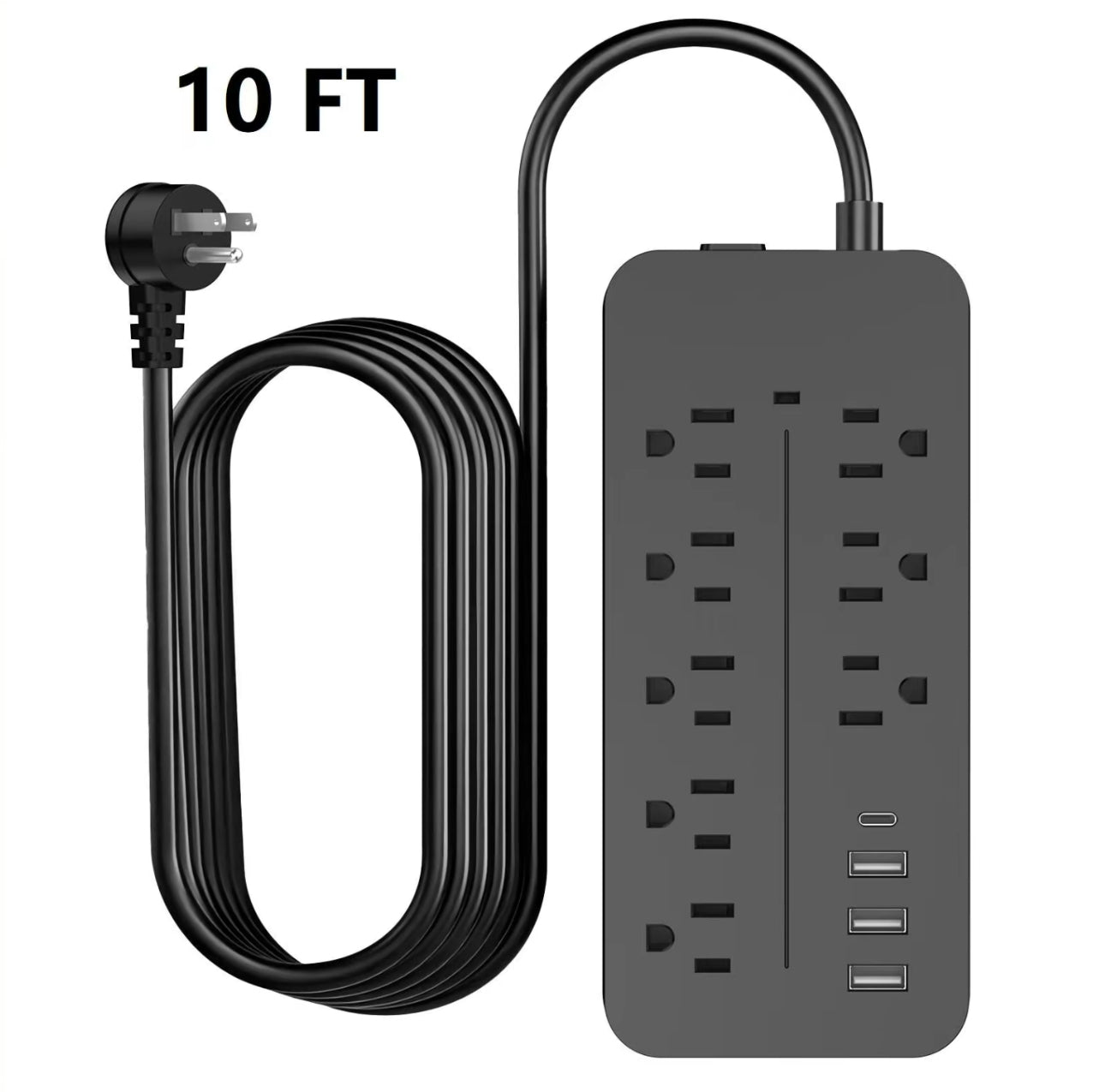 FlatCharge 8-Outlet Power Strip with USB Ports