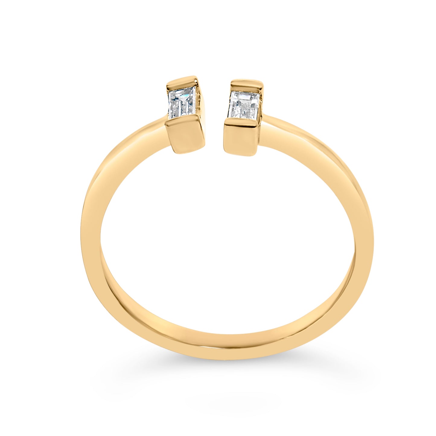 14K Yellow Gold Plated Sterling Silver Baguette Diamond Ring