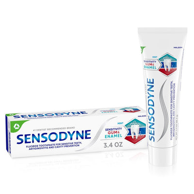 Pasta de dientes Sensodyne para encías y esmalte con sabor a menta 3.4 oz