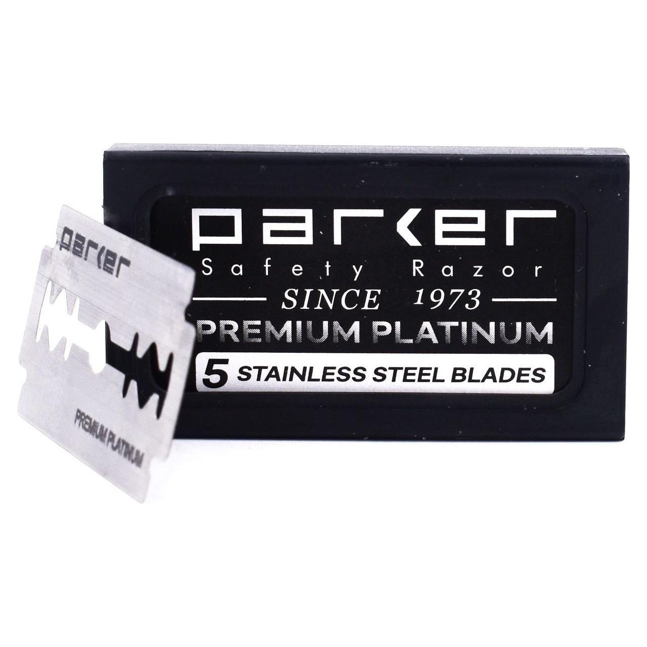 Cuchillas de Afeitar DE de Acero Inoxidable Parker Premium Platinum - Paquete de 20