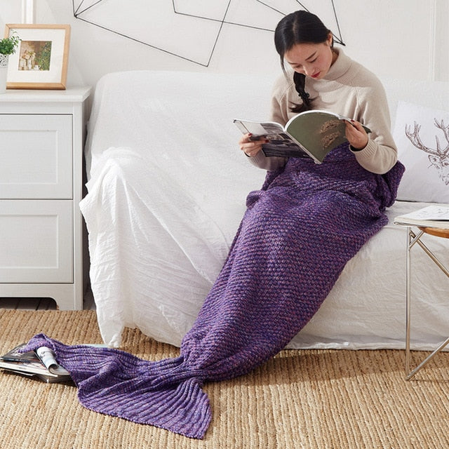 Handmade Mermaid Tail Blanket - Cozy Knitted Sleeping Bag
