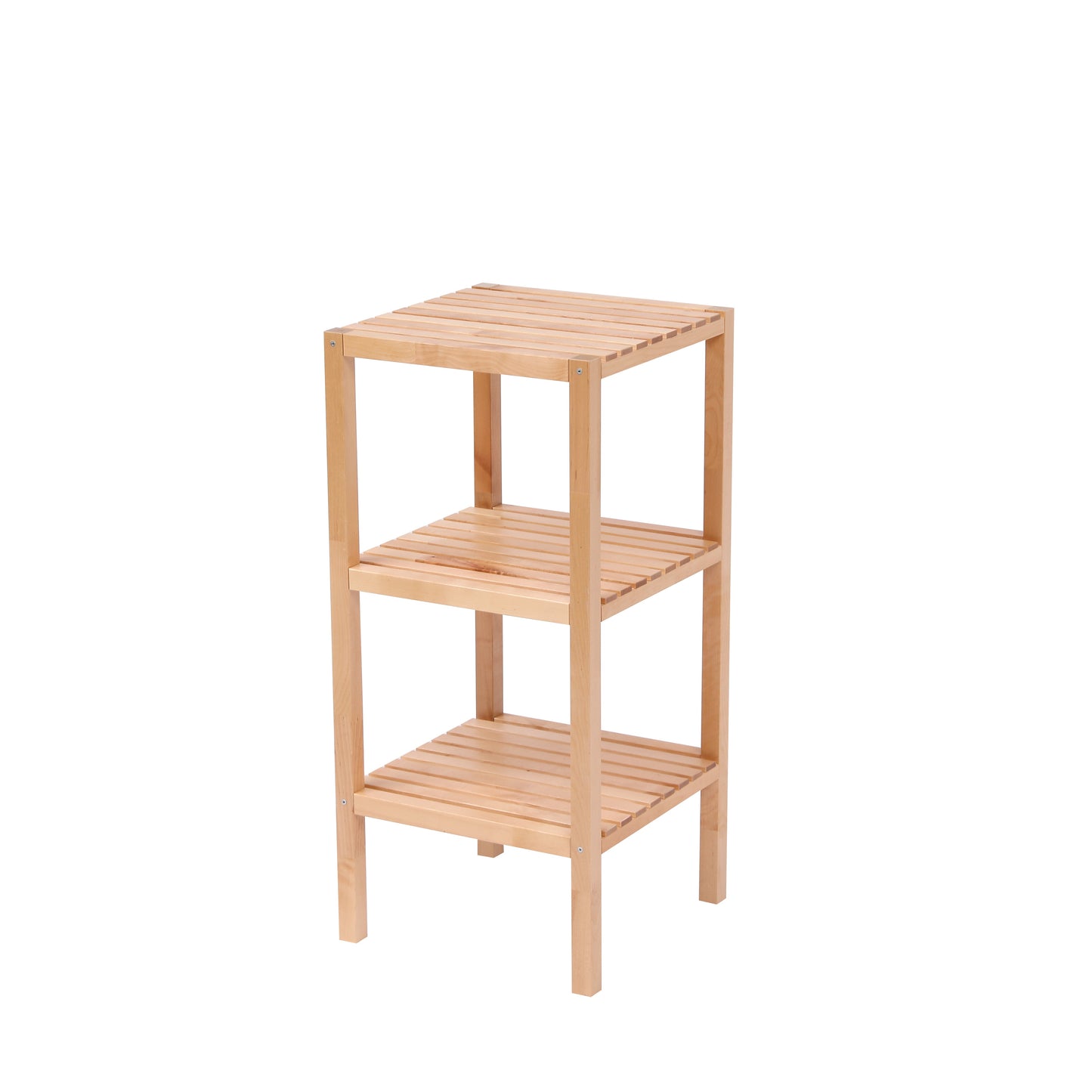 3-Tier Birch Bathroom Shelf, Narrow Shelving Unit, Multifunctional Storage Rack, Corner Rack, for Kitchen, Living Room - Korvel