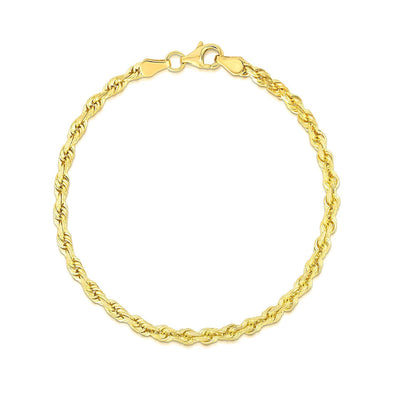 10k Yellow Gold Solid Diamond Cut Rope Bracelet - 4.0mm