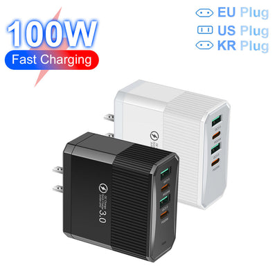 4-in-1 2USB+2PD mobile charger, tablet plug, super fast charging multi port plug - Korvel
