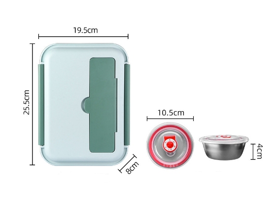 Premium 304 Stainless Steel Double-Sided Lunch Box with Soup Bowl