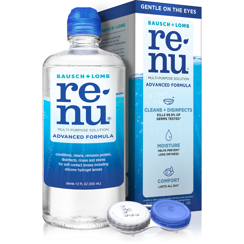 ReNu Bausch + Lomb Solución Avanzada Multiusos para Lentes de Contacto, 12 Fl Oz