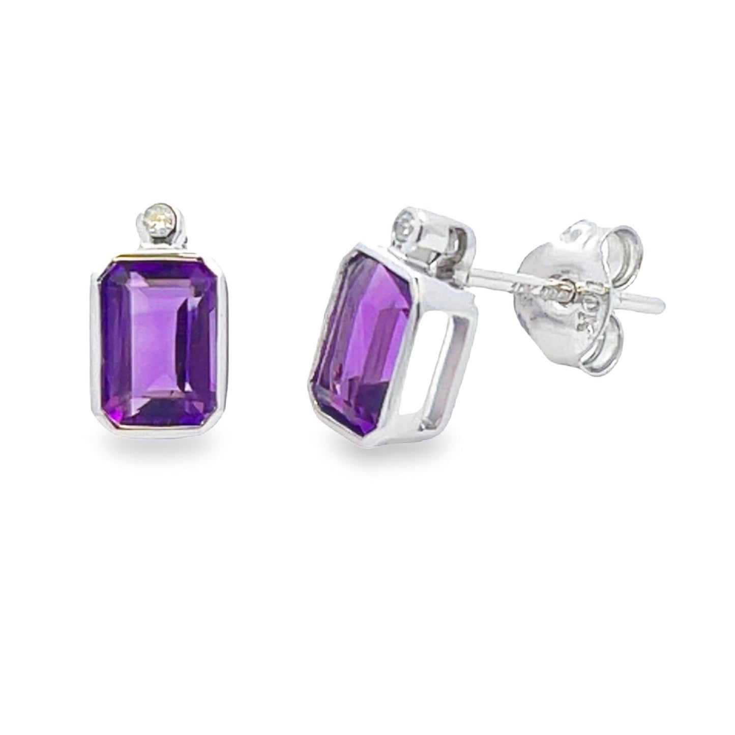 .53ct Amethyst & Diamond Stud Earrings in 10KT White Gold
