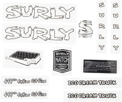 Ensemble d'autocollants pour cadre Surly Ice Cream Truck - Blanc avec sandwich glacé