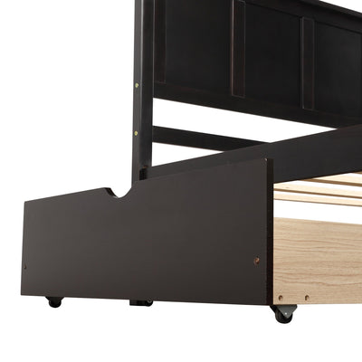 Platform Storage Bed 2 drawers with wheels Twin Size Frame Espresso - Korvel