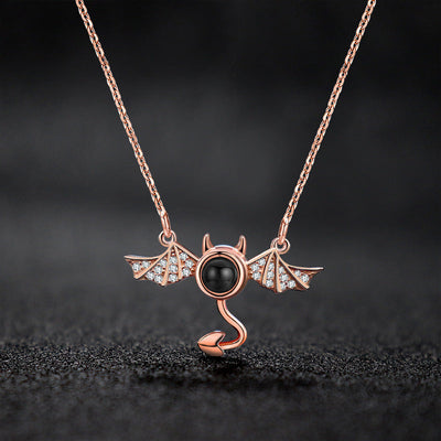 100 languages I love you, projection necklace, female demon, niche European and American design, collarbone chain jewelry - Korvel
