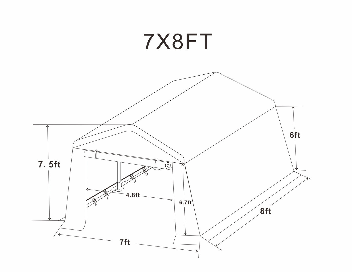 7x8 ft Outdoor Portable Gazebo Storage Shelter Shed