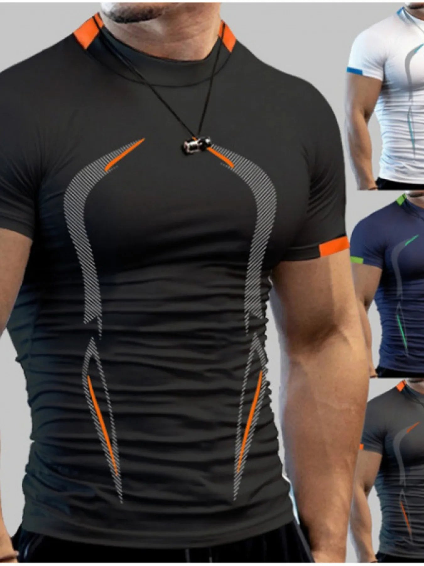 Camiseta Activa de Cuello Mock de Talla Grande para Hombre