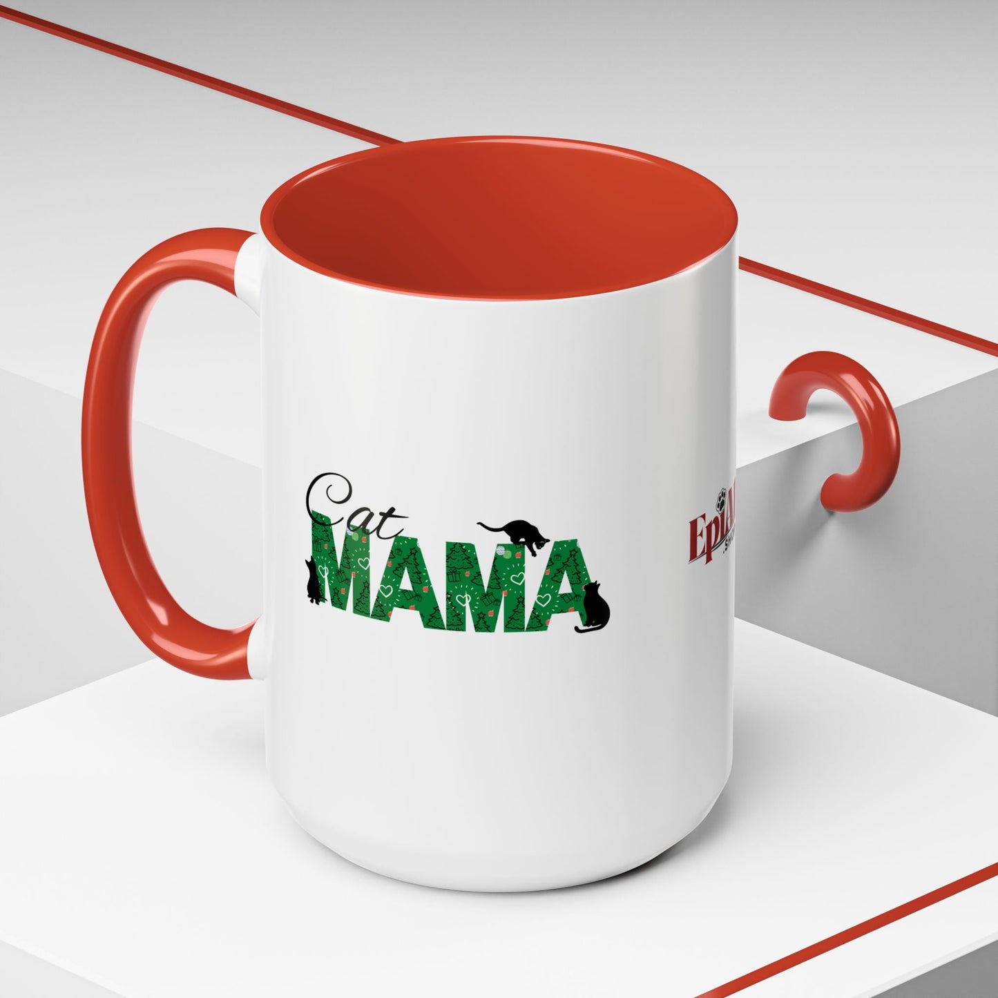 Christmas Cat Mama Accent Coffee Mug - 11oz & 15oz