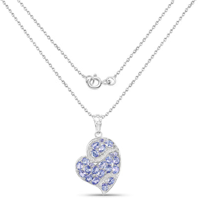 3.40 Carat Genuine Tanzanite & White Topaz Sterling Silver Pendant