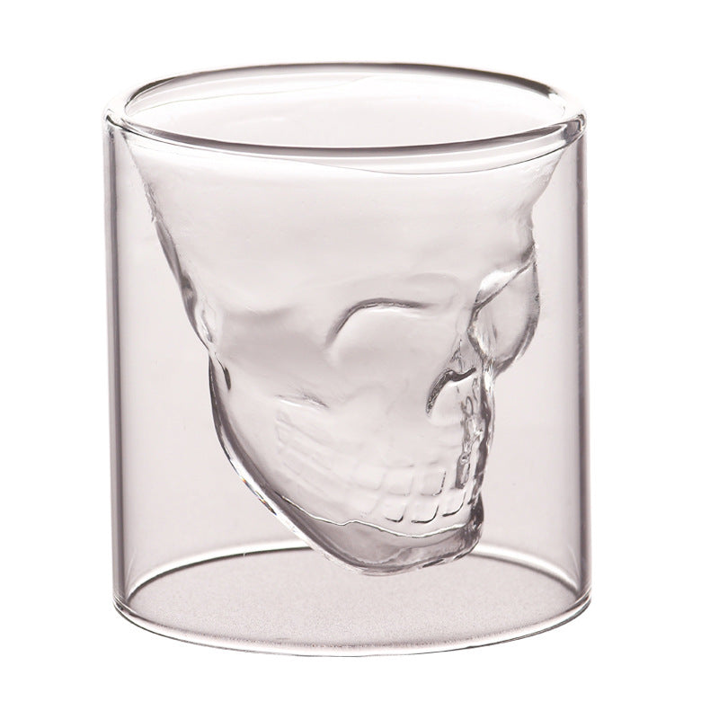 Double layered skull glass, creative bar glass, transparent insulated water glass, skull glass, beer glass, imprisoning pirates - Korvel