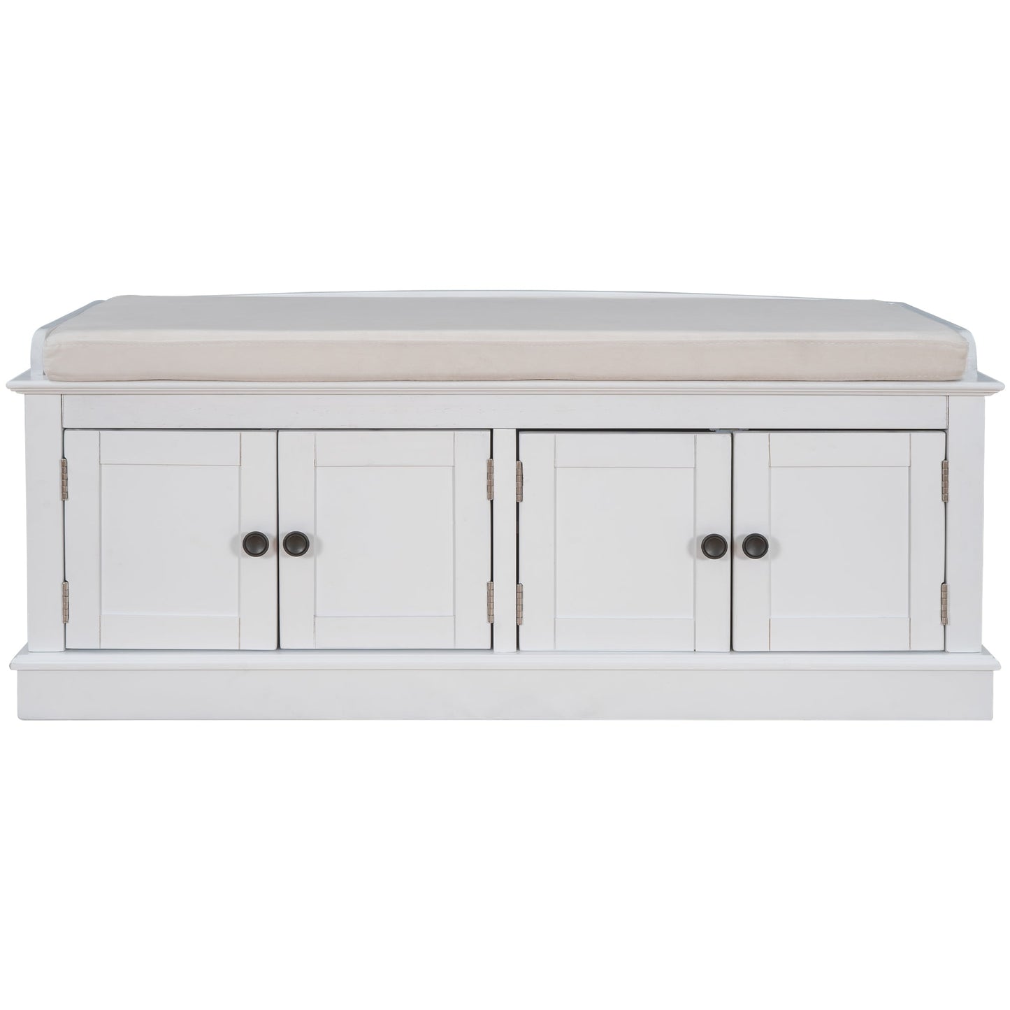 TREXM Storage Bench with Adjustable Doors and Padded Shoe Stand