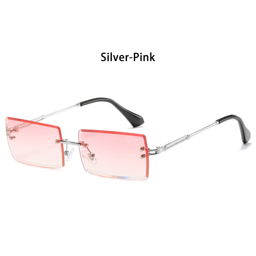 Trendy Men Women Summer Rimless Sunglasses Fashion Small Rectangle Sun Glasses Traveling Style UV400 Shades Eyewear - Korvel