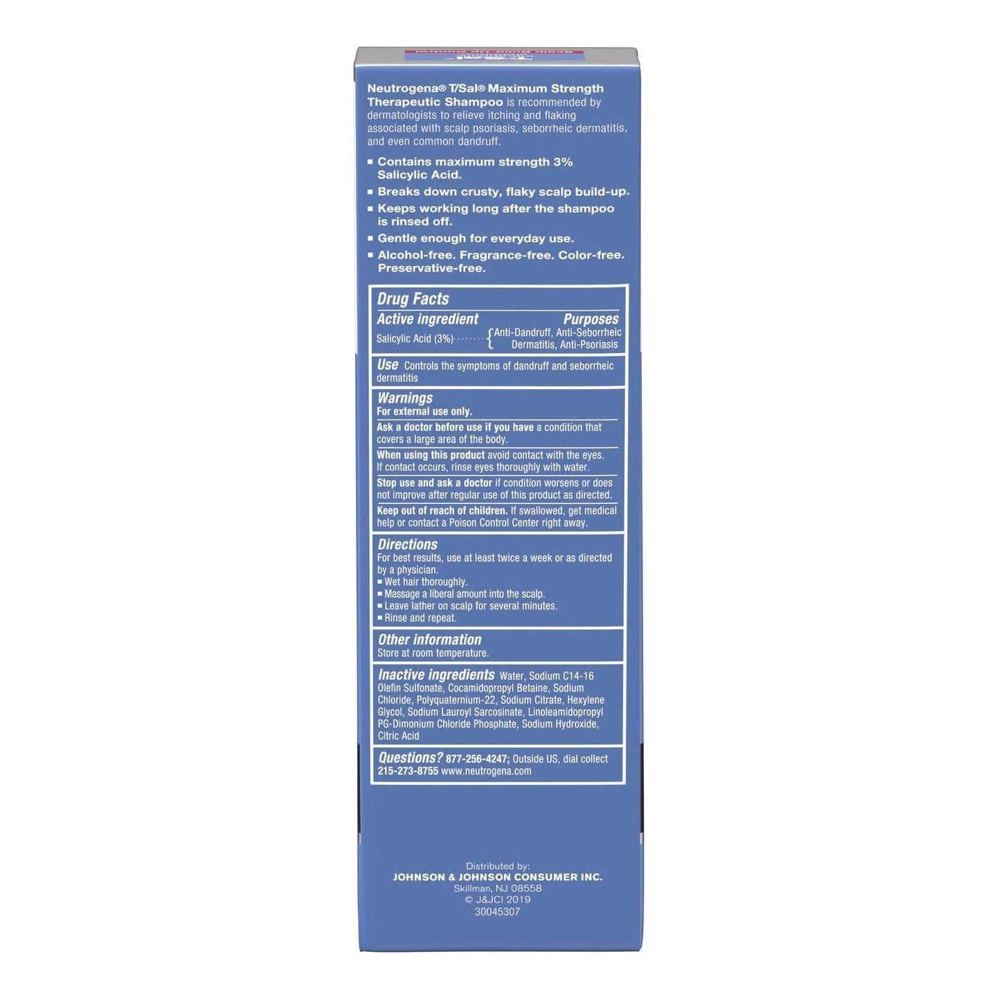 Champú Neutrogena T/Sal Control de Acumulación en el Cuero Cabelludo 4.5 fl oz
