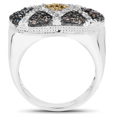 Bague Cluster Multi Diamants de 0,61 Carat en Argent Sterling