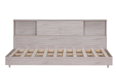 Full Size Daybed Frame with Storage Bookcases - White Oak