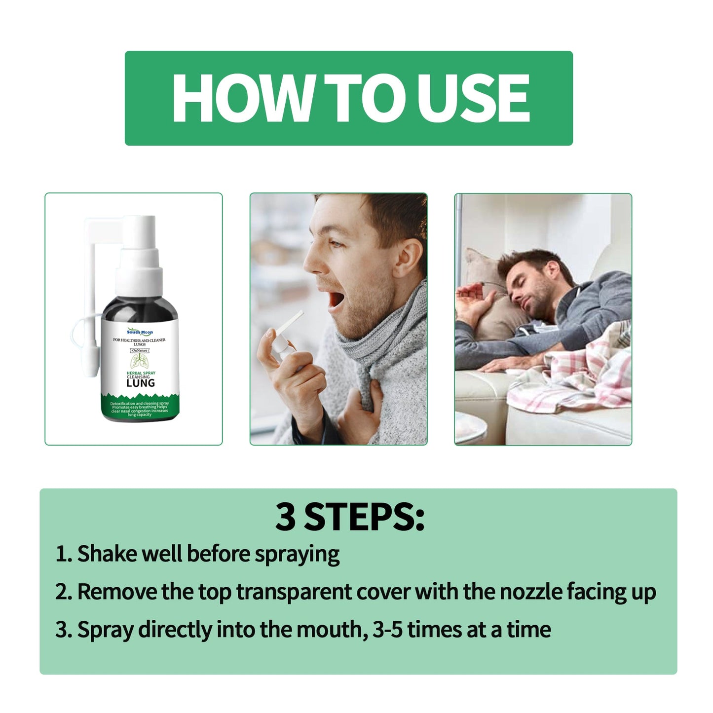 Herbal Spray Cleansing Lung, Soothe Throat And Nose Discomfort, Moisten Throat And Clear Nose Care Spray - Korvel