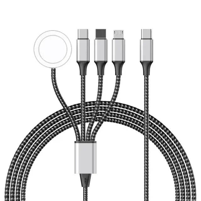 Cable de carga USB trenzado 4 en 1 premium con múltiples conectores
