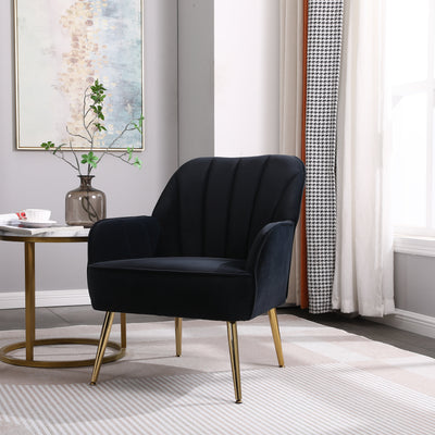 Modern Mid Century Velvet Sherpa Armchair - Navy