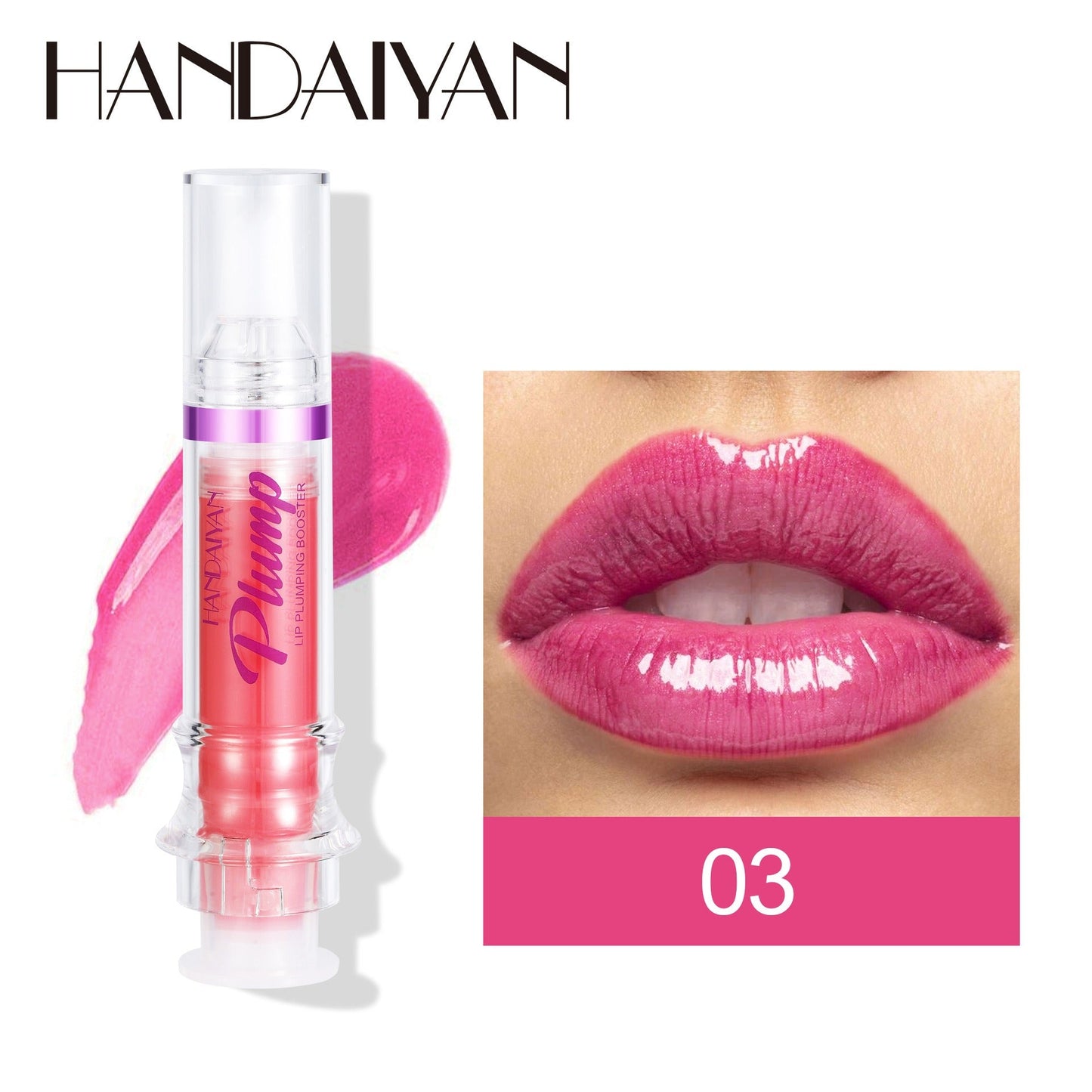 HANDAIYAN PLUMP & POUT Lip Plumping Booster Gloss, High Shine for Plumper Looking Lips,Extreme Shine Crystal Volume Lip Oil - Korvel