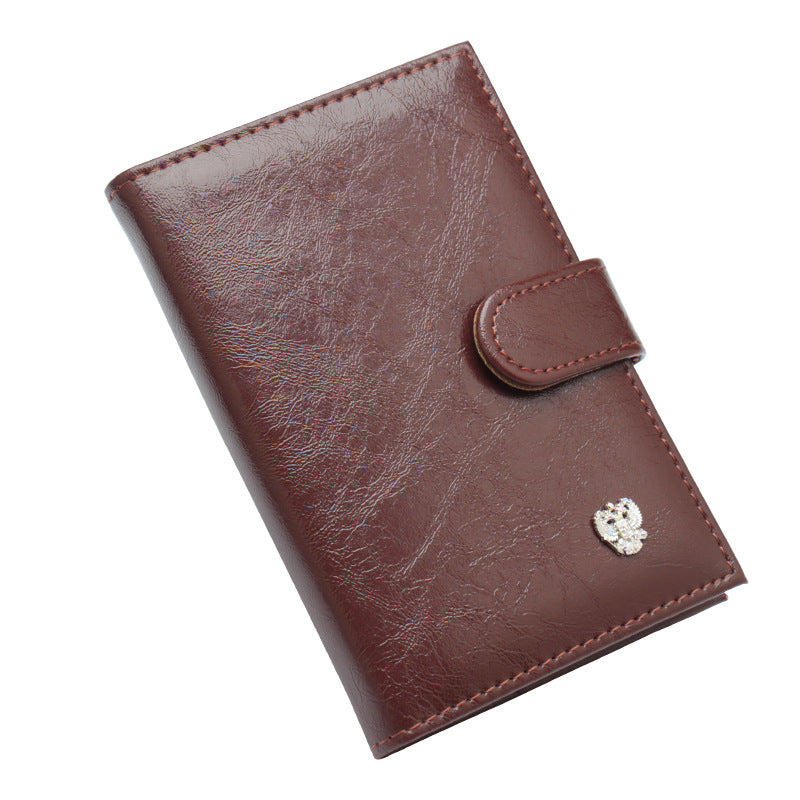 Funda de Pasaporte Doble Cara de Cuero Premium con Acabado de Cera
