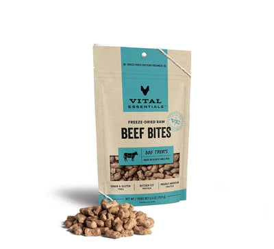 Vital Essentials Beef Bites Golosinas Crudas Liofilizadas para Perros 2.5 oz
