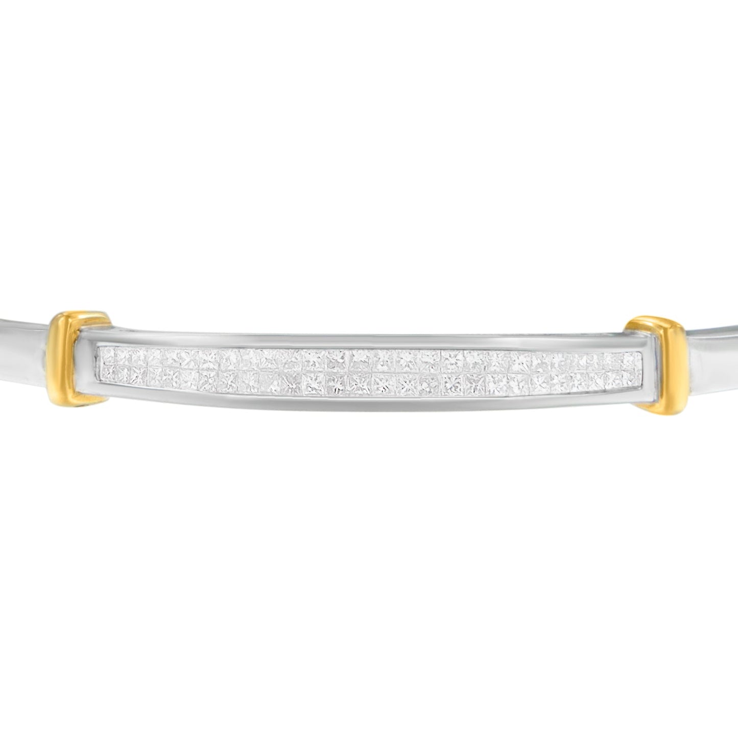 Brazalete de Diamantes de Corte Princesa de Oro de Dos Tonos de 14K