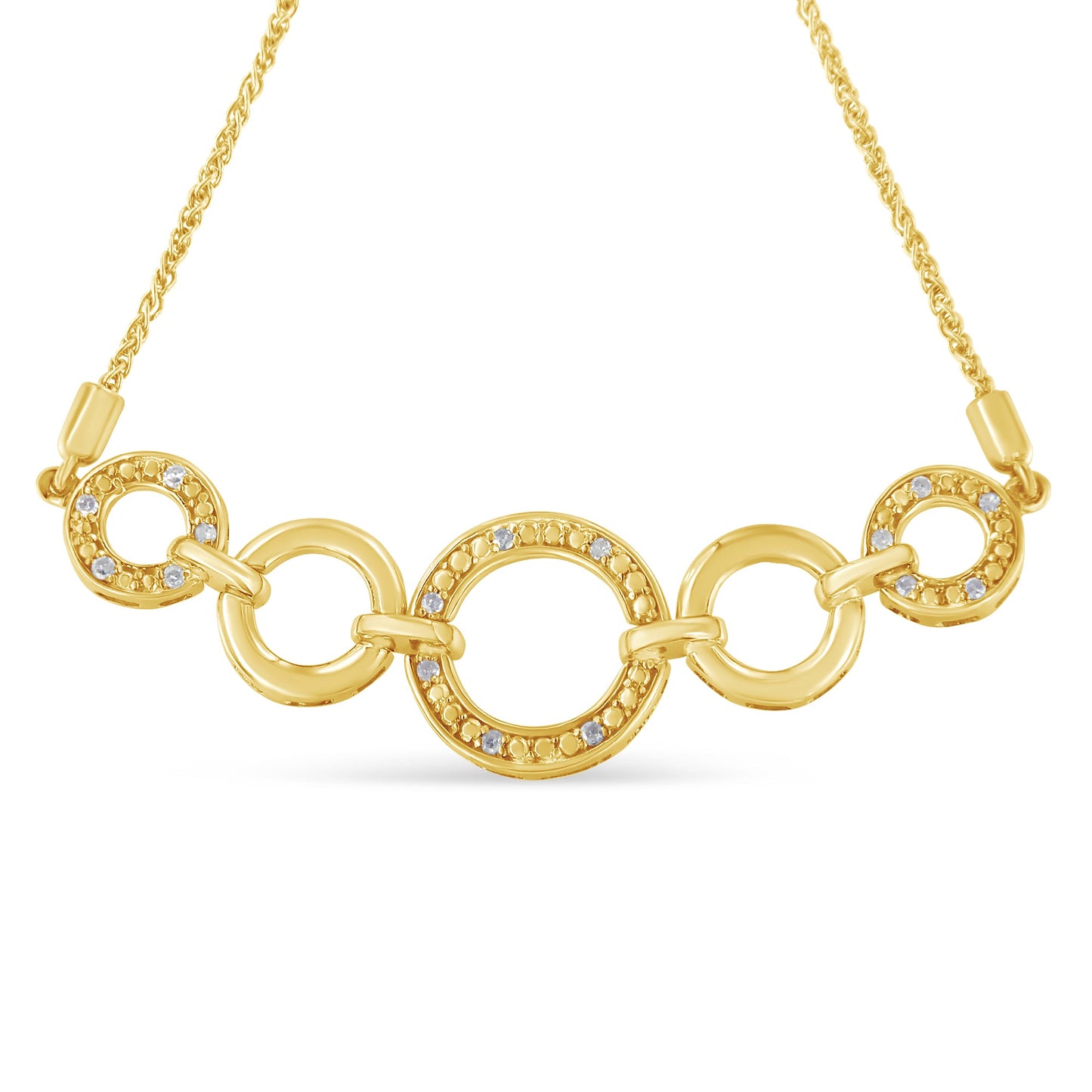 Pulsera Bolo Acentuada con Diamantes en Plata de Ley Baño de Oro de 10K