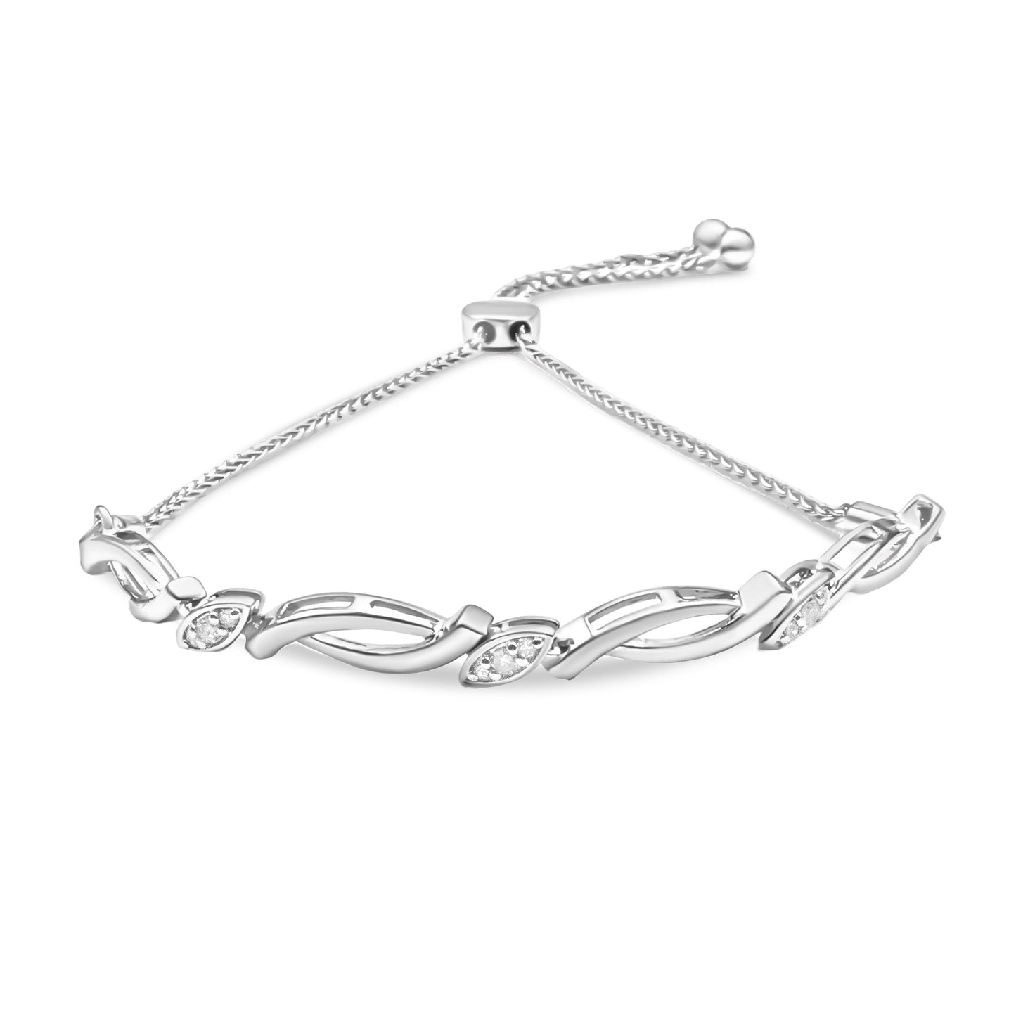 Bracelet Bolo en Argent Sterling Plaqué Or Rose 14K avec Diamants