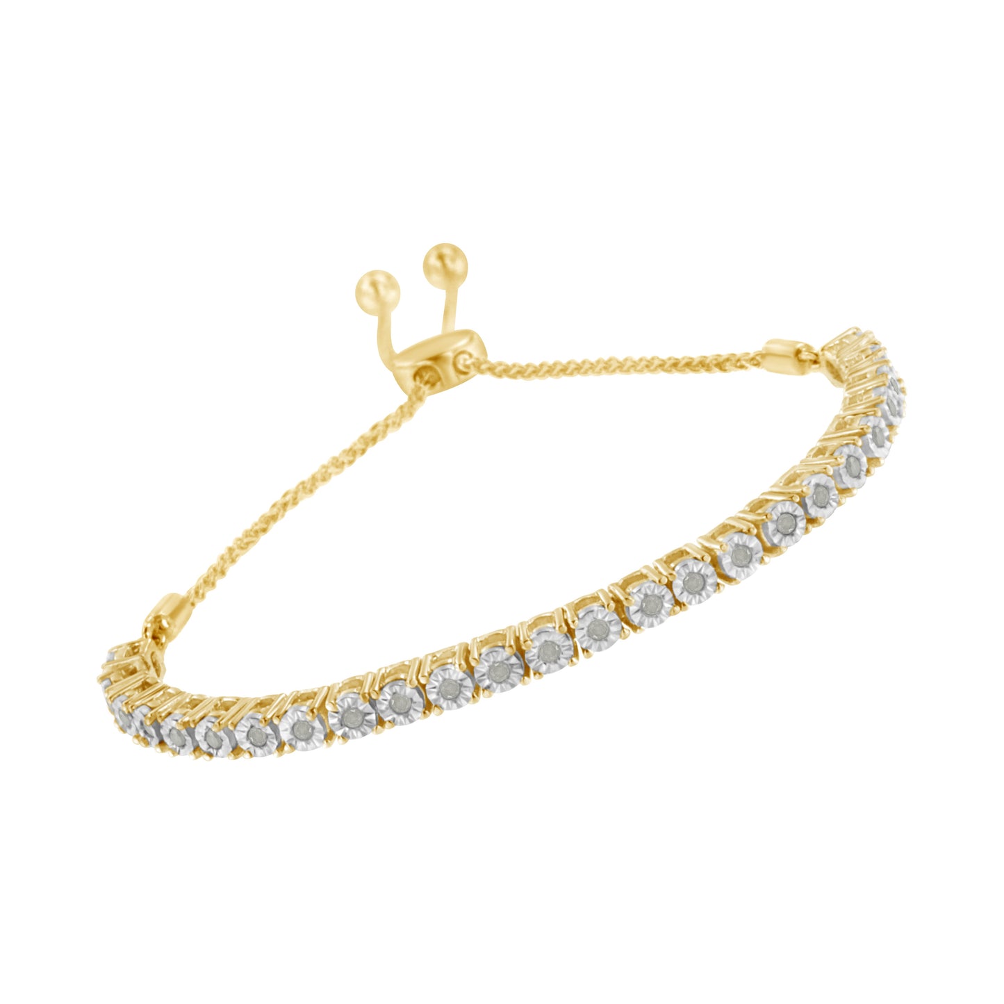 10K Yellow Gold over Sterling Silver Adjustable Bolo Tennis Bracelet