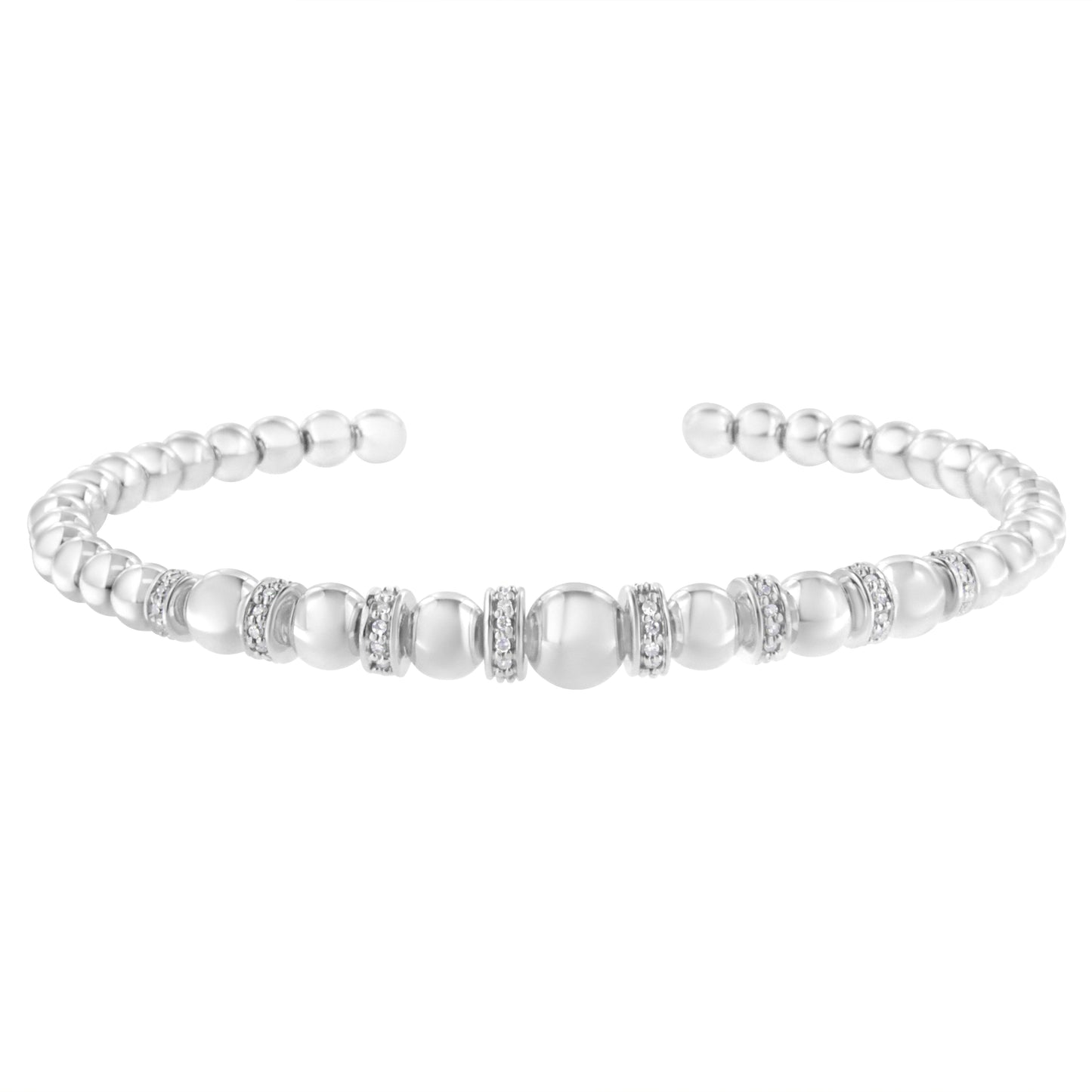 Pulsera de Brazalete Cuff de Diamante de Plata Esterlina .925