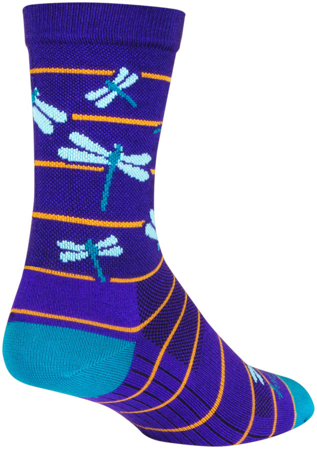 Chaussettes Crew Dragonflies SockGuy - 6" Violet/Bleu/Orange Petit/Moyen