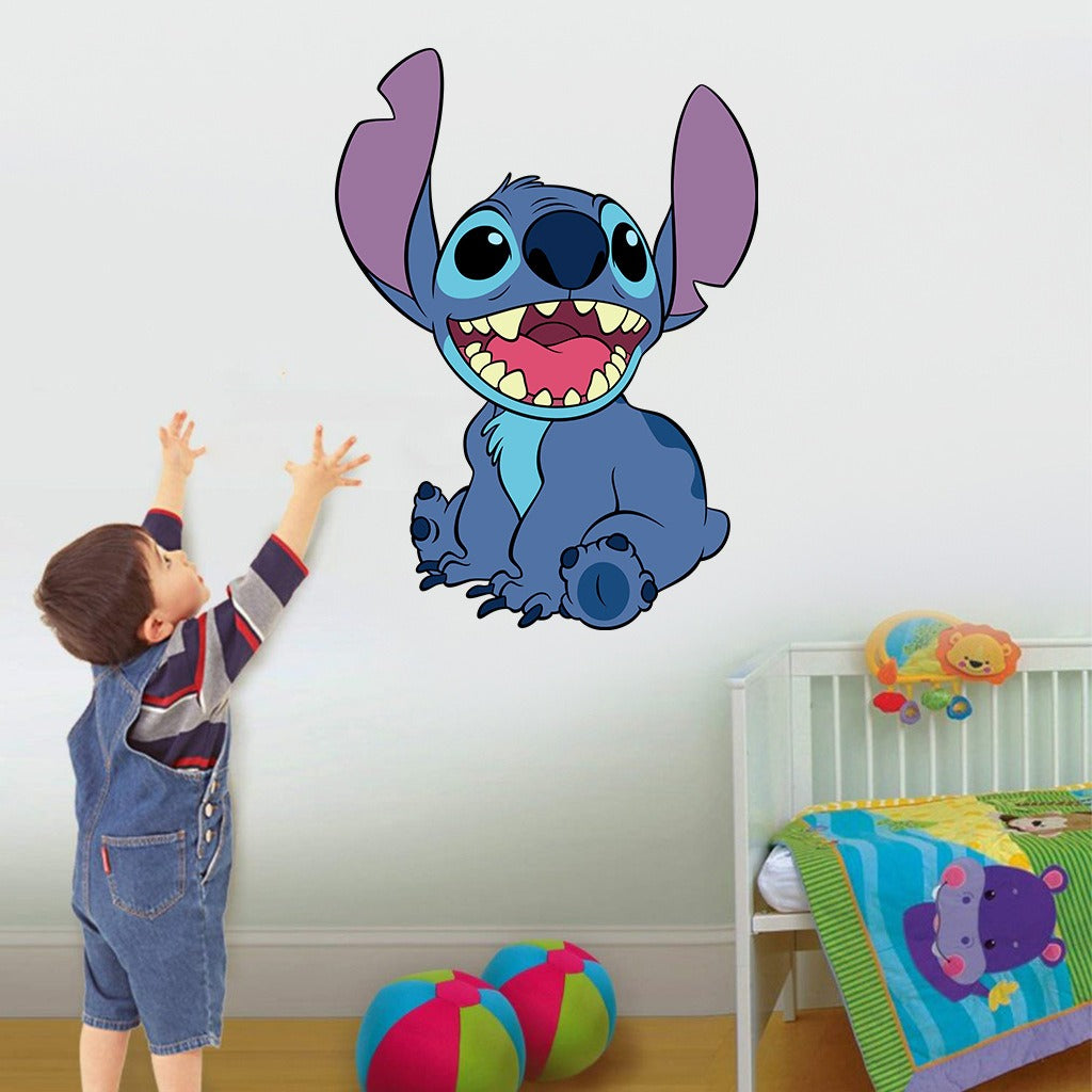 3D Broken Wall Stitch Wallpaper Children's Room Art Poster Decoration Self Adhesive Cartoon Anime Sticker Glass Door Sticker - Korvel