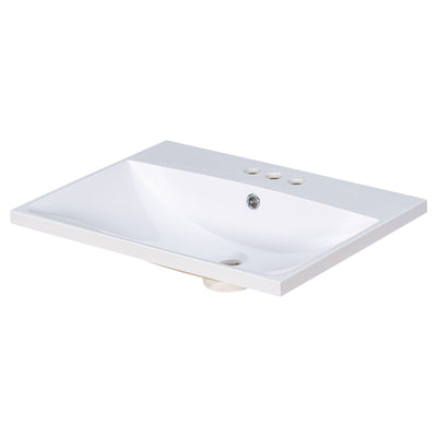 24" Bathroom Vanity Top Only White Basin 3-Faucet Holes 4" Faucet Available Ceramic - Korvel
