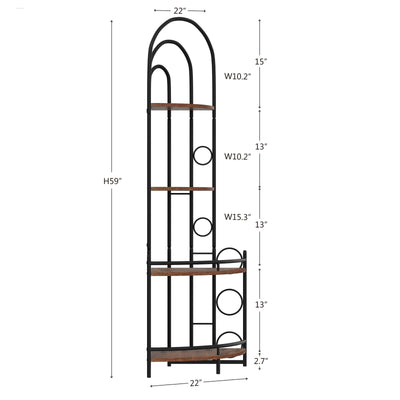 4-Tier Corner Bookshelf, Modern Style, Plant Stand with Metal Frame - Korvel