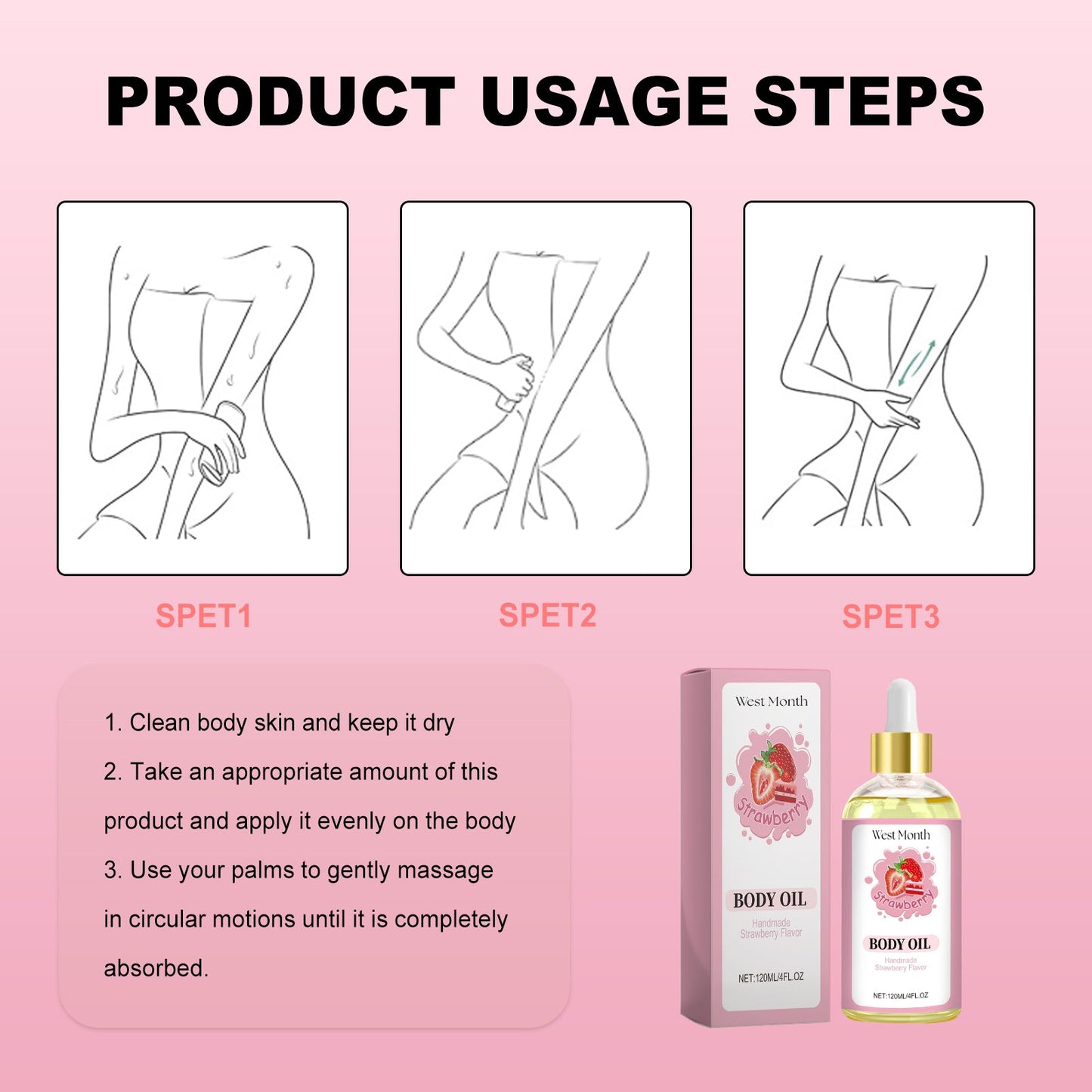 Strawberry Body Care Oil Moisturizes Tender And Firming Skin Full Body Massage Body Care - Korvel