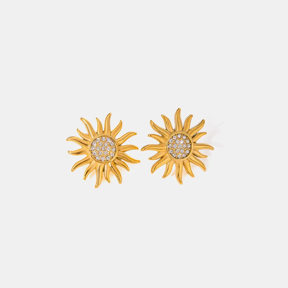 Boucles d'oreilles en acier inoxydable élégant en forme de tournesol pour femmes