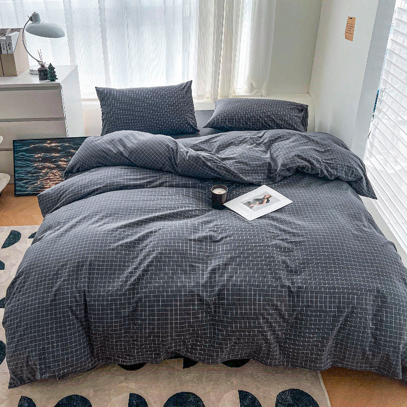 Cartoon Four-Piece Set Fresh Autumn and Winter Single Student Dormitory Bedding Sheet Three-Piece Set Single Quilt Cover - Korvel