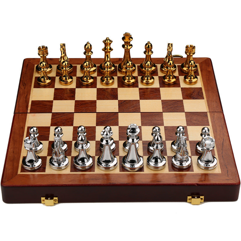 International Chess High end Gift Box Metal Chess Pieces Wooden Chess Board Western Chess - Korvel